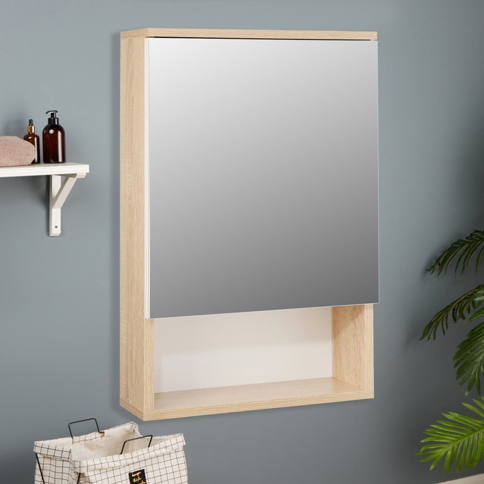 Зеркало-шкаф для ванной комнаты Вена 50 белый/сонома, 50 х 70 х 13,6 см