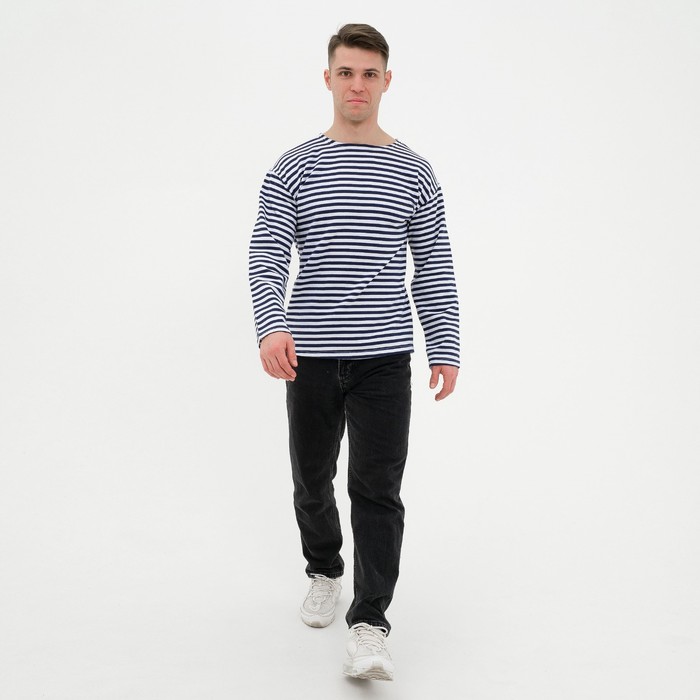 фото Лонгслив мужской, цвет белый/синий, размер 50 aerovintage