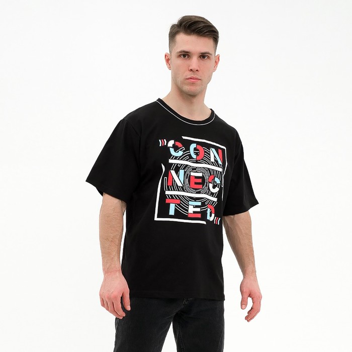 Футболка мужская, цвет чёрный/connected, размер 52