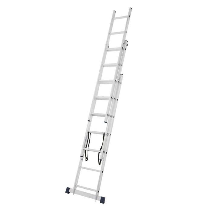 Лестница ТУНДРА, трехсекционная, алюминиевая, 7 ступеней трехсекционная лестница сибин 7 ступеней со стабилизатором алюминиевая
