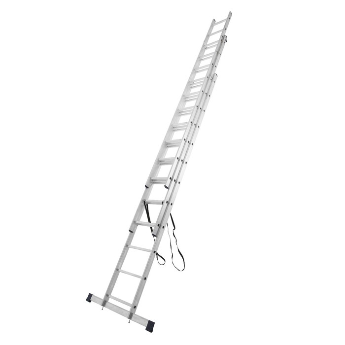 Лестница ТУНДРА, трехсекционная, алюминиевая, 12 ступеней лестница трехсекционная алюминиевая 3х5 ступеней alutek