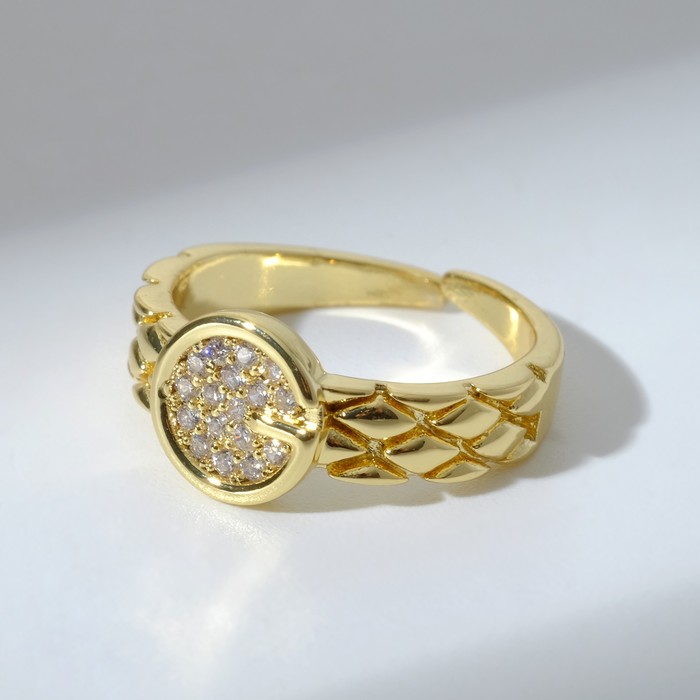 Кольцо "Ремешок" чешуя, цвет белый в золоте, безразмерное