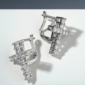 

Серьги со стразами "Крестики" лёгкость, цвет белый в серебре