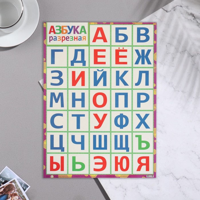 Плакат АЗБУКА разрезная азбука азбука разрезная еда