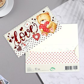 

Конверт для денег "Love" тиснение, мишка
