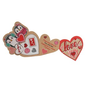 

Открытка-валентинка "LOVE" двойное сложение, пингвины
