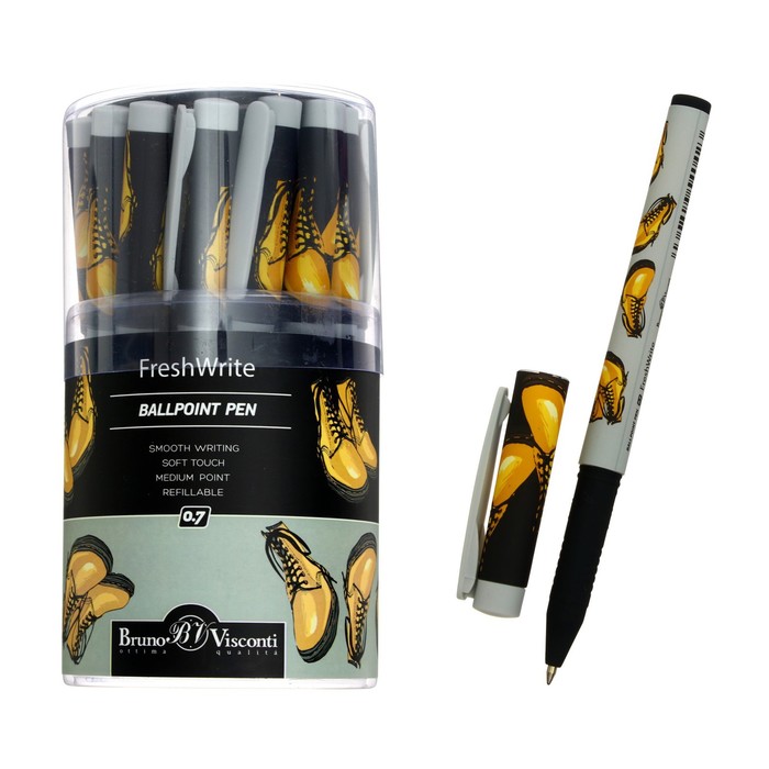 Ручка шариковая FreshWrite Boots «Жёлтые ботинки», узел 0.7 мм, синие пигментные чернила, корпус Soft Touch