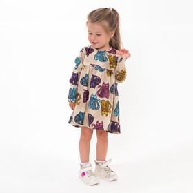 

Платье для девочки, цвет бежевый/кошки, рост 104