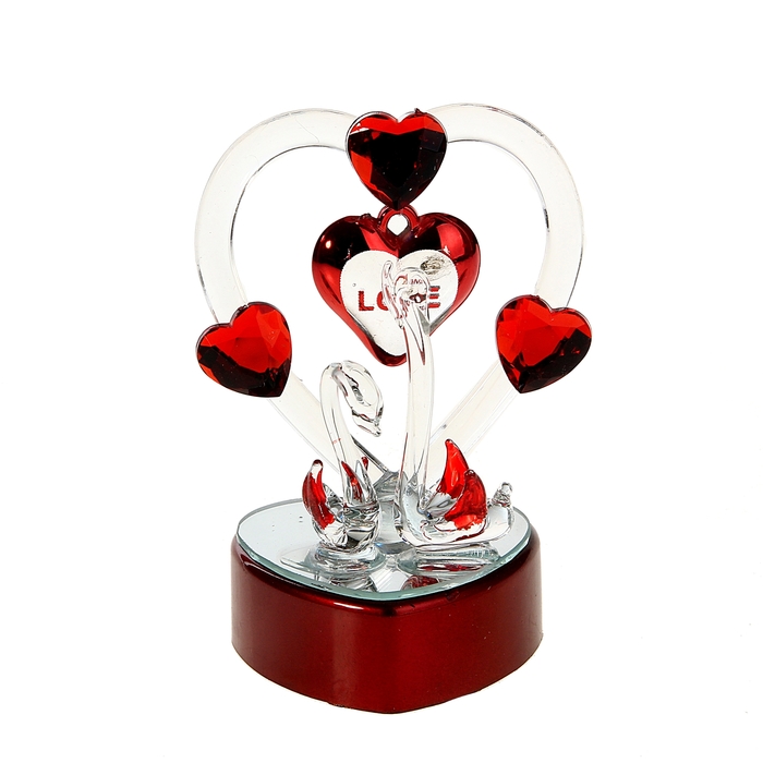 Сувенир "Два лебедя с кристальным сердцем" световой