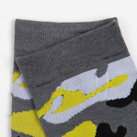 

Носки мужские с принтом, цвет серый/жёлтый, размер 40-46 (27-29 см)