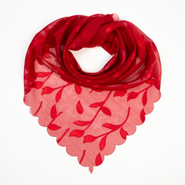 Платок женский текстильный KC1976_4, цвет красный, р-р 70х70