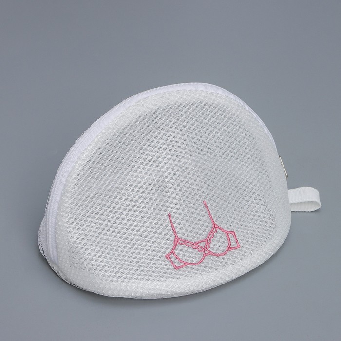 Мешок для стирки бюстгальтеров Air-mesh, с вышивкой, белый, 22×20×15 см фото