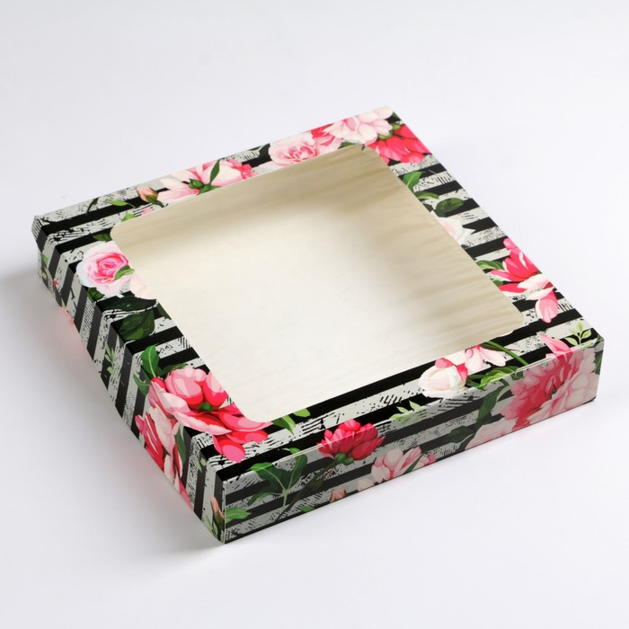 Коробка складная Весенние пионы 20 х 20 х 4 см коробка складная новогодний поп арт 20 х 20 х 4 см