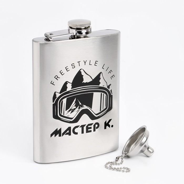 Фляжка для алкоголя и воды Мастер К, нержавеющая сталь, подарочная, 240 мл, с воронкой