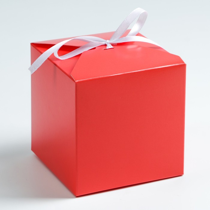 Коробка складная красная, 10 х 10 х 10 см коробка складная звездная 10 х 10 х 10 см