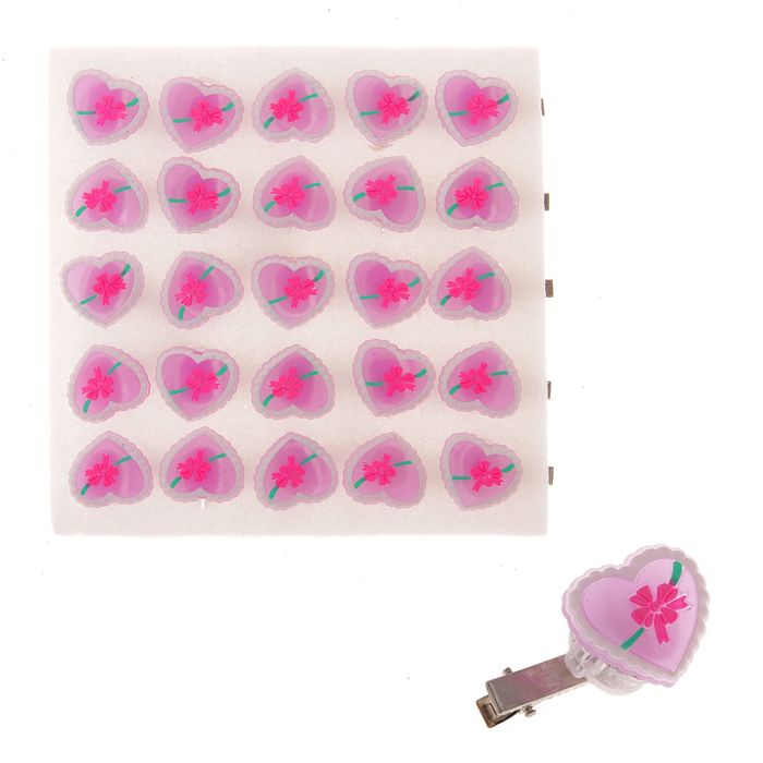 Зажим световой "Сердечко с цветком"