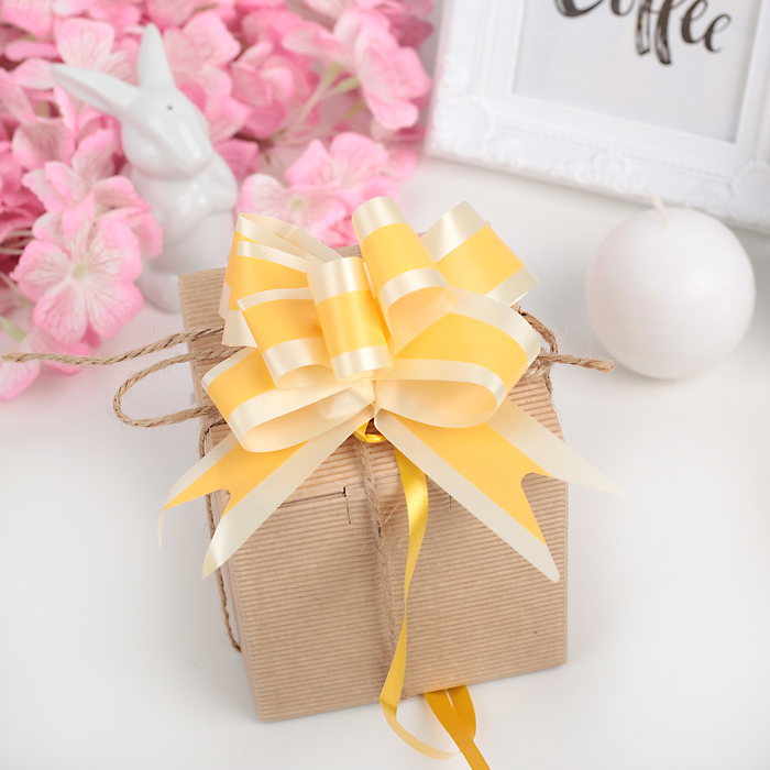 Бант-бабочка №3 "Широкая полоска", цвет жёлтый