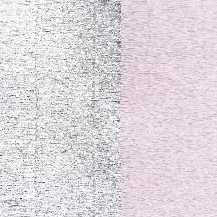 Бумага креп, с серебряным верхом, цвет розовый, 0,5 х 2,5 м