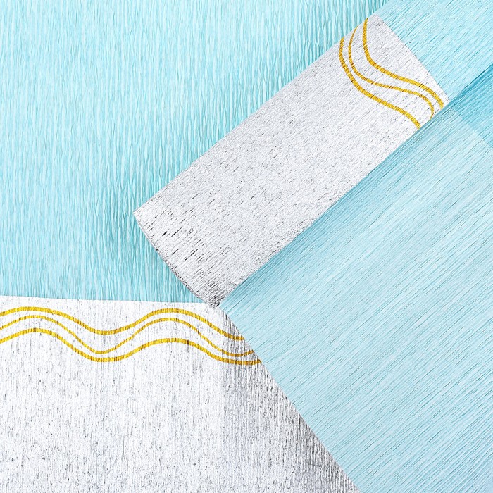 Бумага креп, с серебряным верхом, цвет светло-голубой, 0,5 х 2,5 м