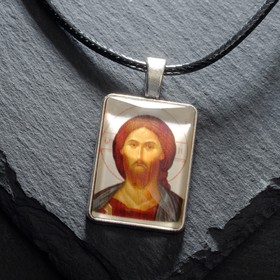 

Нательная икона "Господь Вседержитель" на шнурке, цвет белый в серебре