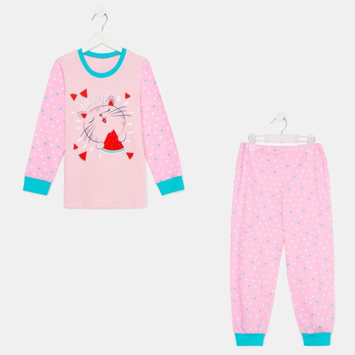 Пижама для девочки К2225-7163, цвет розовый/горох, рост 98 см (56)