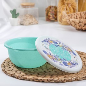 

Миска с крышкой, 1,2 л, с декором, цвет МИКС
