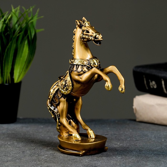 Фигура Конь на дыбах золото, 5,5х12х16см