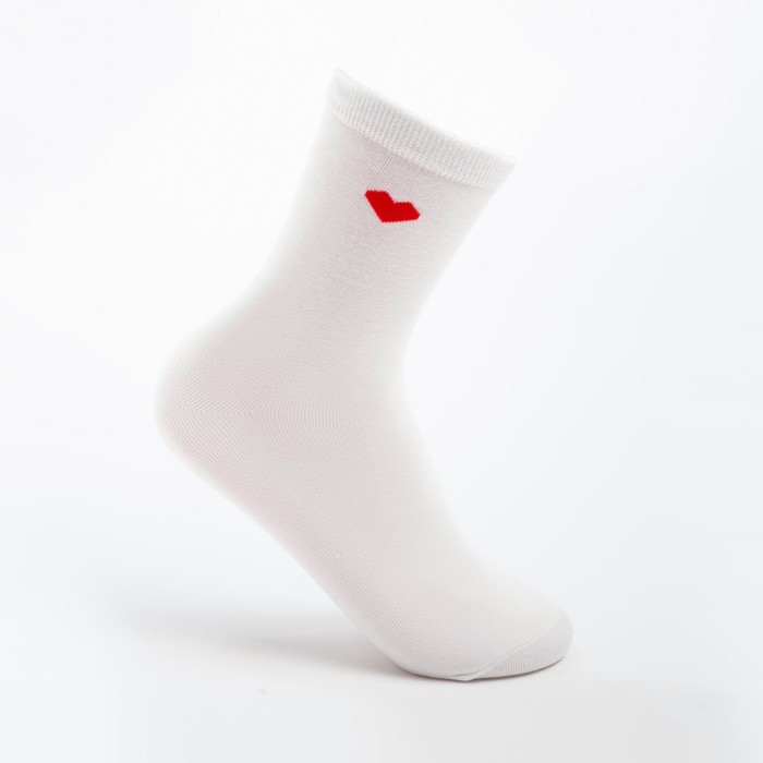фото Носки женские "красное сердце", цвет белый, р-р 36-40 hobbyline