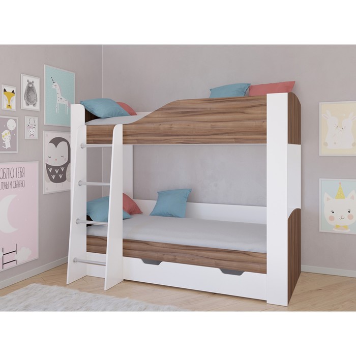 Детская двухъярусная кровать «Астра 2», цвет белый / орех детская двухъярусная кровать астра 2 цвет венге орех
