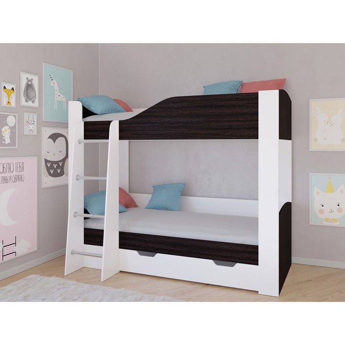 цена Детская двухъярусная кровать «Астра 2», цвет белый / венге