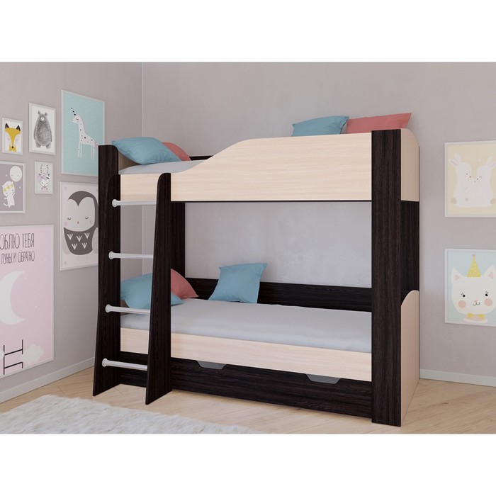 Детская двухъярусная кровать «Астра 2», цвет венге / дуб молочный детская двухъярусная кровать астра 2 цвет дуб молочный розовый