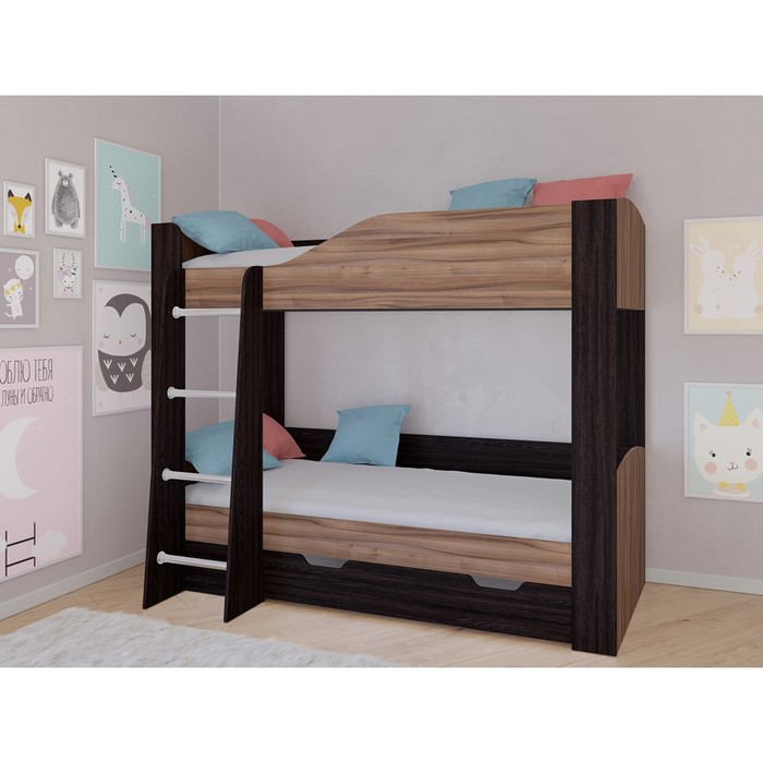 Детская двухъярусная кровать «Астра 2», цвет венге / орех детская двухъярусная кровать астра 2 цвет венге розовый