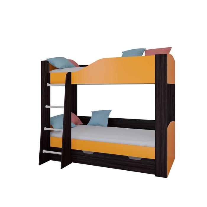фото Детская двухъярусная кровать «астра 2», цвет венге / оранжевый