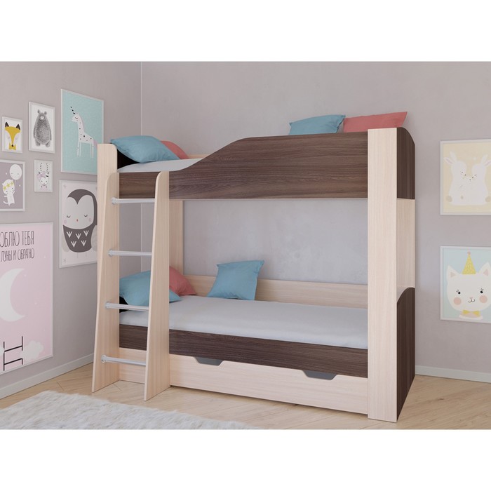 Детская двухъярусная кровать «Астра 2», цвет дуб молочный / дуб шамони детская двухъярусная кровать астра 2 цвет дуб молочный розовый
