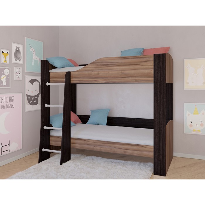 цена Детская двухъярусная кровать «Астра 2», без ящика, цвет венге / орех