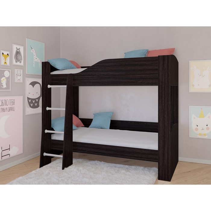 Детская двухъярусная кровать «Астра 2», без ящика, цвет венге / венге кровать двухъярусная астра 2 без ящика розовый лдсп