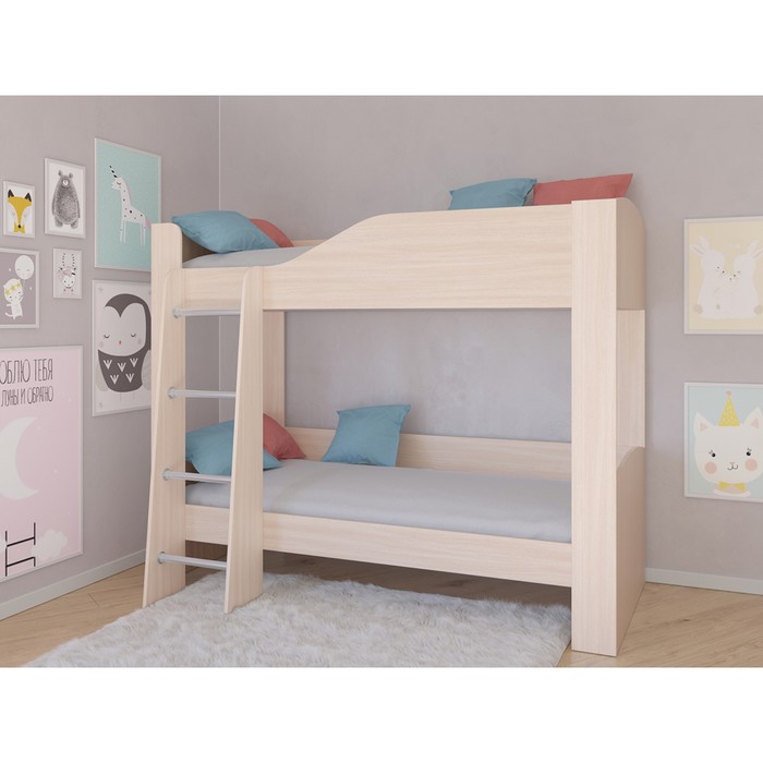 Детская двухъярусная кровать «Астра 2», без ящика, цвет дуб молочный / дуб молочный детская двухъярусная кровать астра 2 цвет дуб молочный розовый