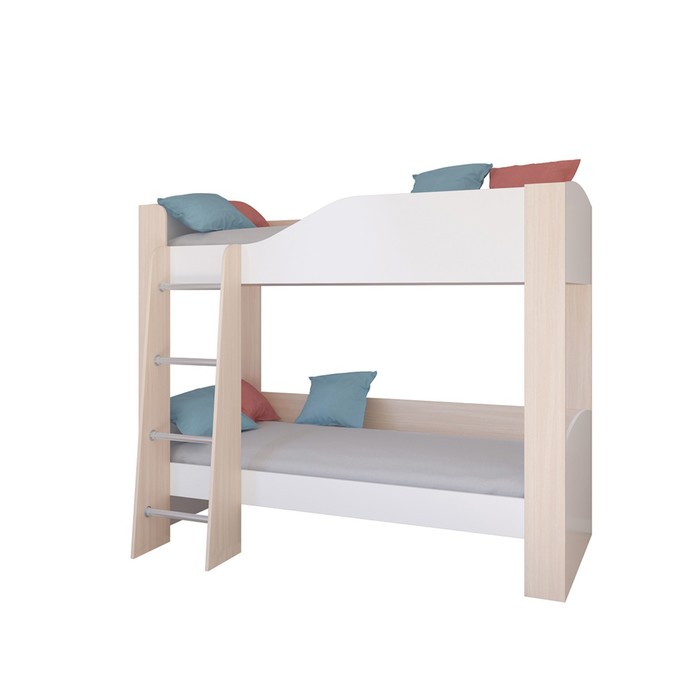 фото Детская двухъярусная кровать «астра 2», без ящика, цвет дуб молочный / белый