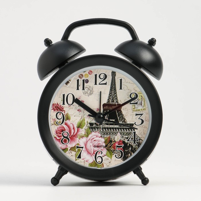 Часы - будильник настольные Париж, дискретный ход, 8 х 12.5 см, АА