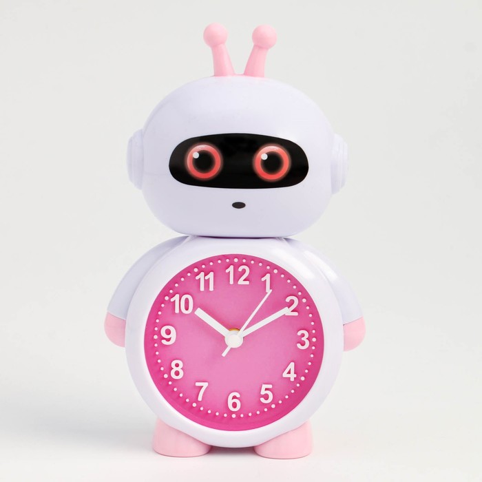 Часы - будильник настольные Робот, дискретный ход, циферблат d-7.5 см, 17 х 11 см, АА часы будильник настольные зайчик дискретный ход циферблат d 8 5 см 15 х 11 см аа