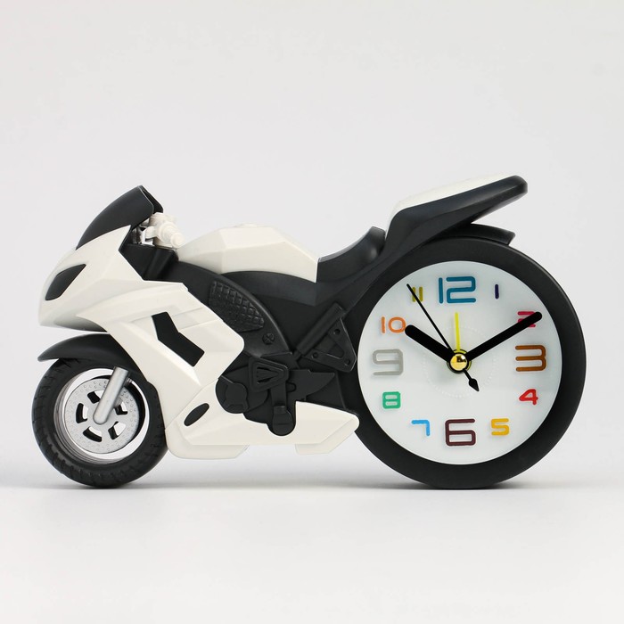 Часы - будильник настольные Мотоцикл детские, дискретный ход, d-7 см, 19 х 10 см, АА