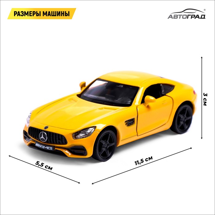 Машина металлическая MERCEDES-AMG GT S, 1:32, открываются двери, инерция, цвет жёлтый