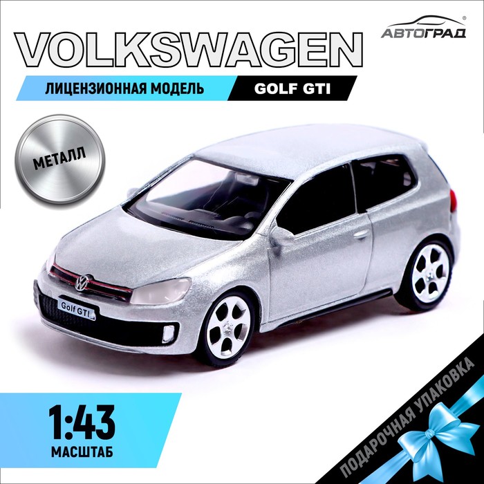 Машина металлическая VOLKSWAGEN GOLF GTI, 1:43, цвет серебро кружка подарикс гордый владелец volkswagen lupo gti