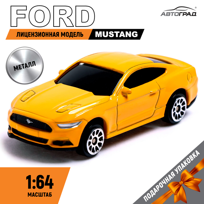 Машина металлическая FORD MUSTANG, 1:64, цвет жёлтый цена и фото