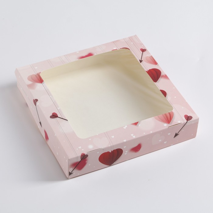 Коробка складная Сердца оригами 20 х 20 х 4 см