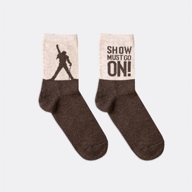 

Носки женские с надписью "Show must go on", цвет бежевый меланж, р-р 23 (36-37)