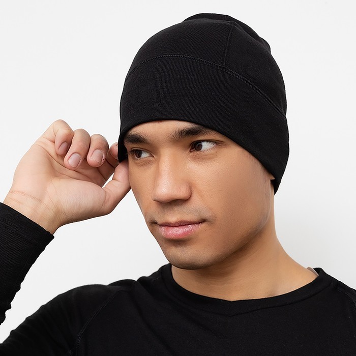 Шапка мужская «ТЕРМО», цвет чёрный, размер 57 шапка мужская цвет серый меланж размер 57 59