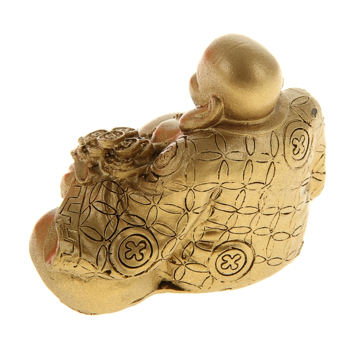 Нэцкэ под бронзу "Хотей в одеянии с жемчужиной, монетами и мешком богатства"