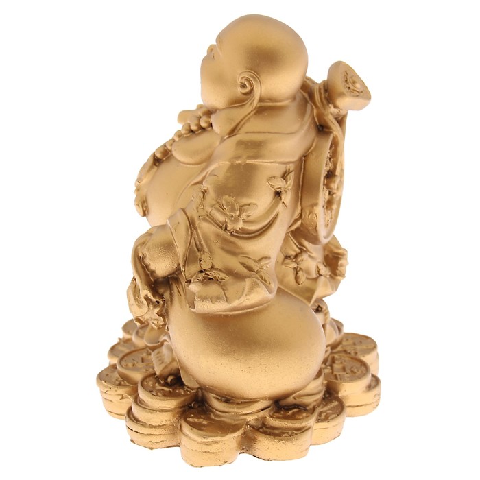 Нэцкэ под бронзу "Хотей в одеянии с Жуи и монетой, мешком на монетах"