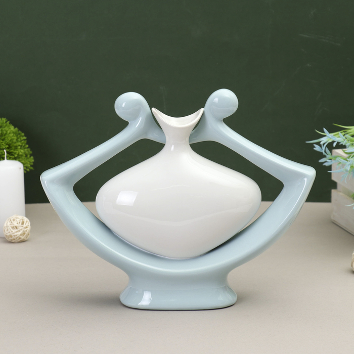 Ваза "Кувшин в цветении" бело-голубая